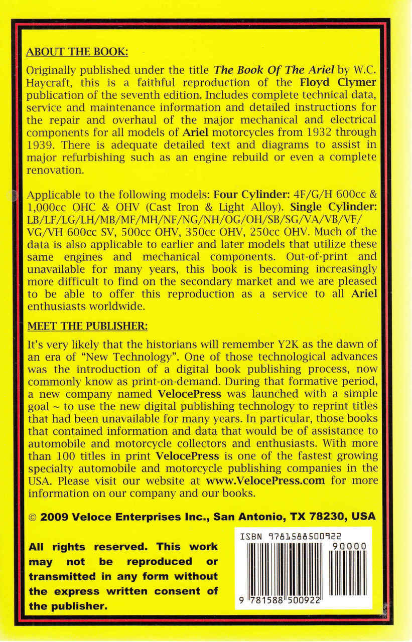 Automotive model book, back cover text blocks and barcode with publisher details