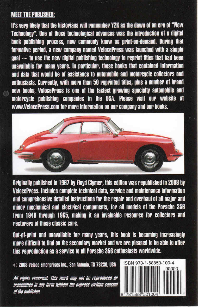 Porsche 356 Service Manual 1948-1965, 356 - 356A - 356B - 356C