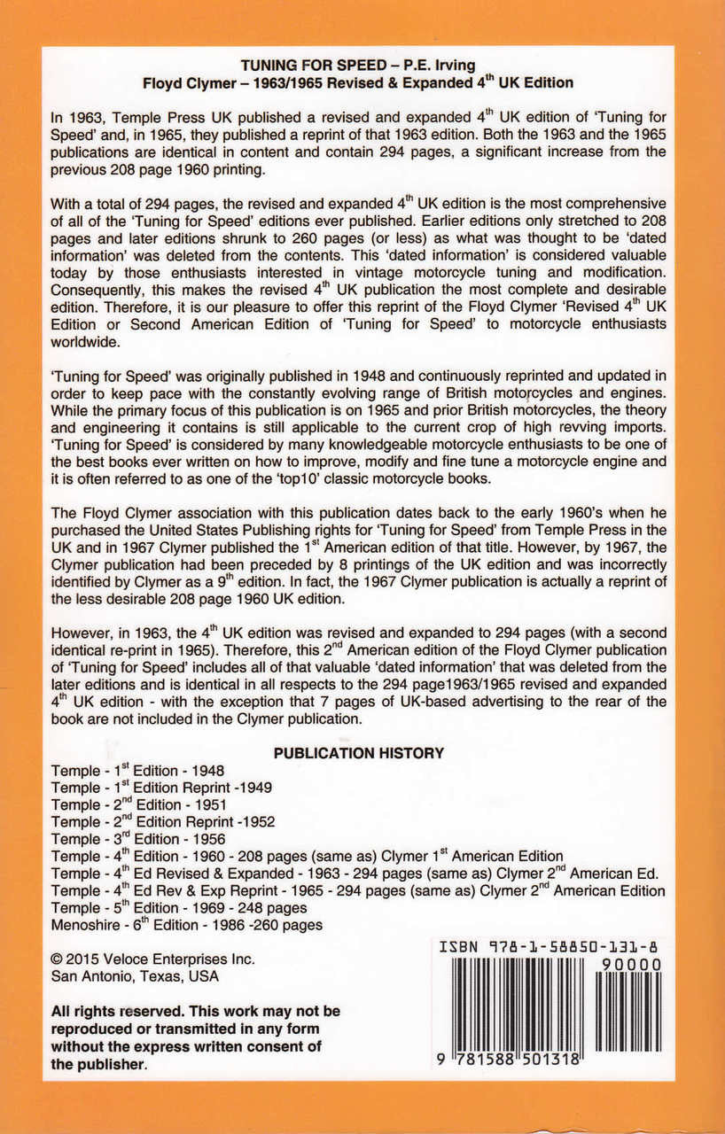 Tuning for Speed 4th Edition (P. E. Irving) (9781588501318)