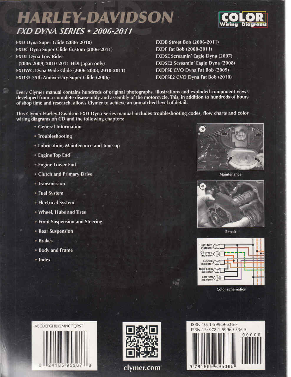 Harley-Davidson FXD DYNA SERIES 2006 - 2011 Workshop Manual (9781599695365) - back