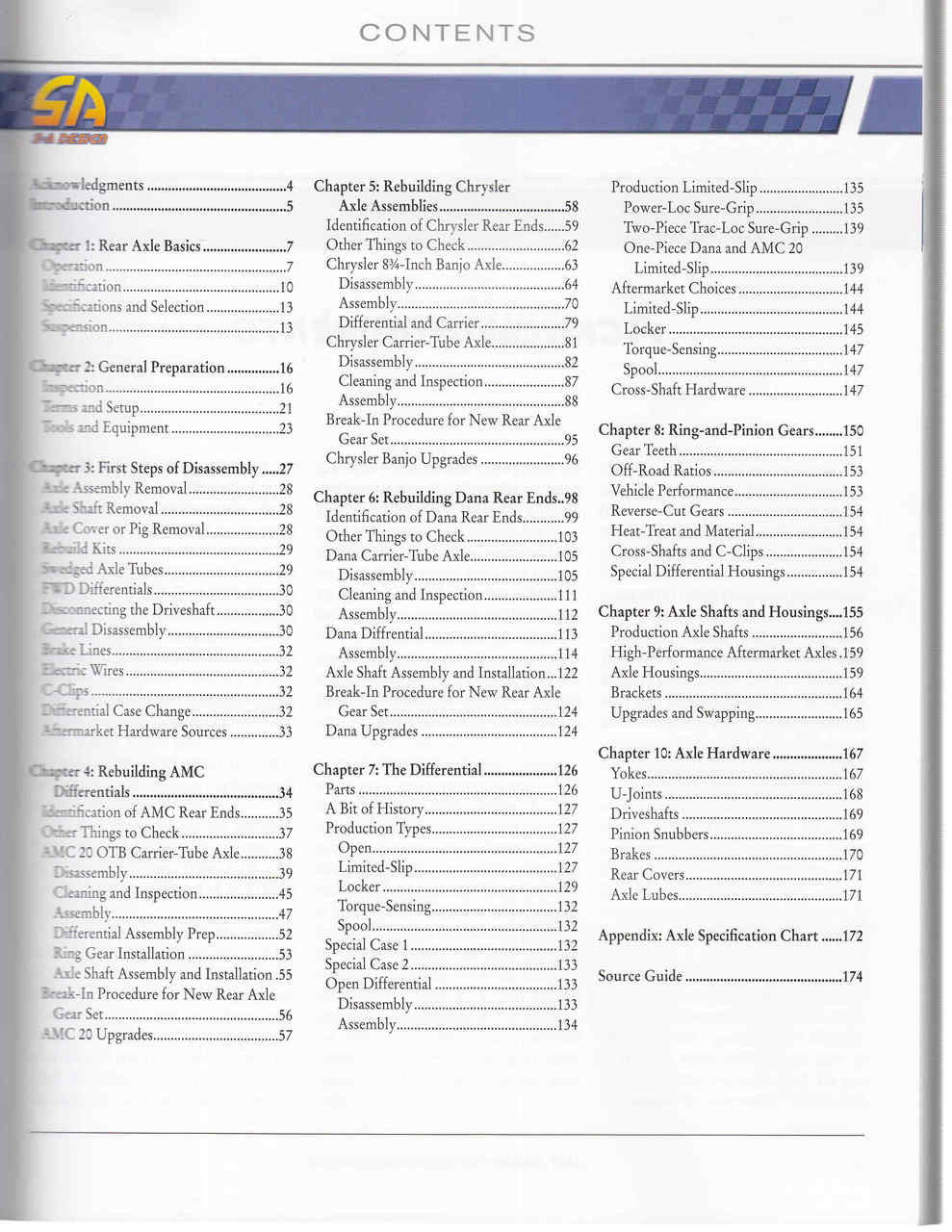 Jeep, Dana & Chrysler Differentials (9781613250495) contents