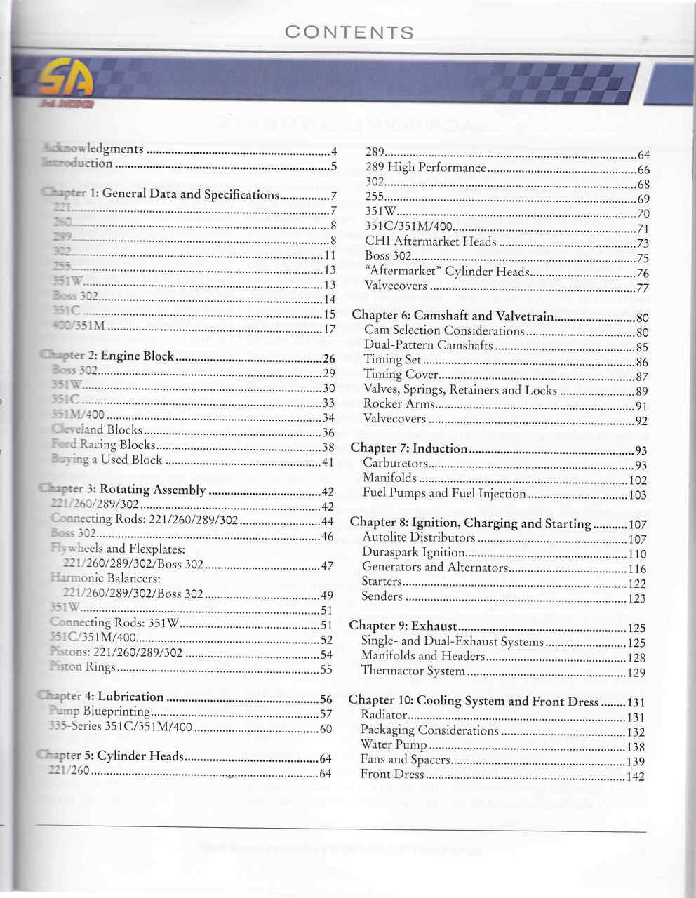 Ford Small Block Engine Parts Interchange Contents