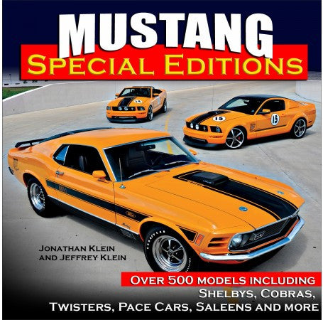 Orange classic Mustang coupe with black hood stripe and front grille detail