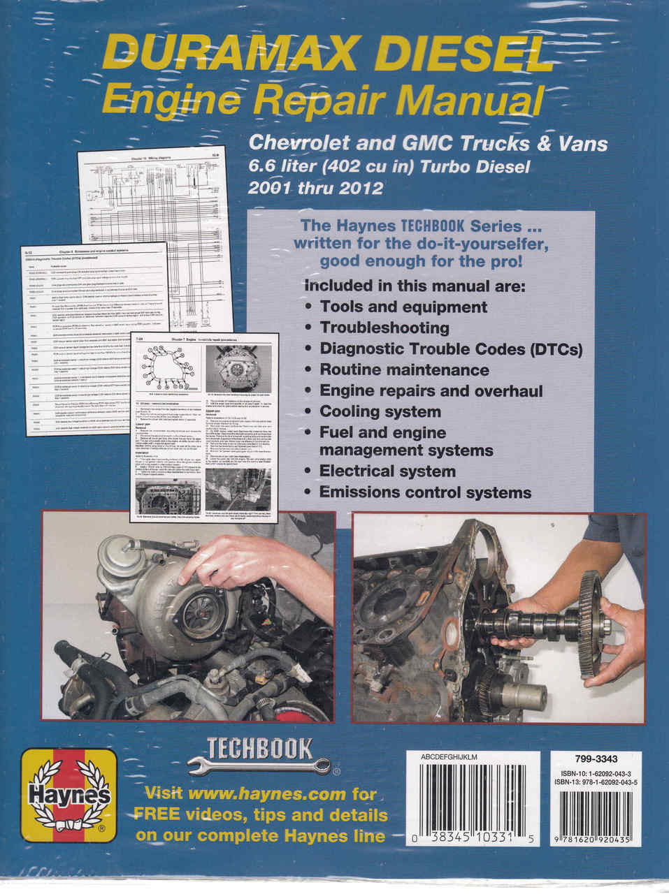 Haynes Techbook Duramax diesel engine repair manual back cover with barcode and features