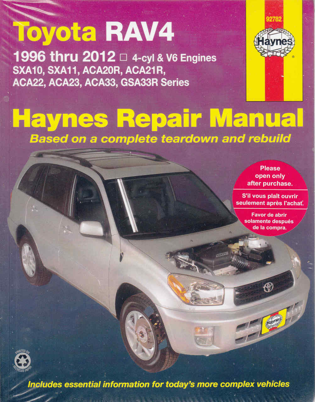 Toyota RAV4 1996 - 2012 Workshop Manual (9781620921043)