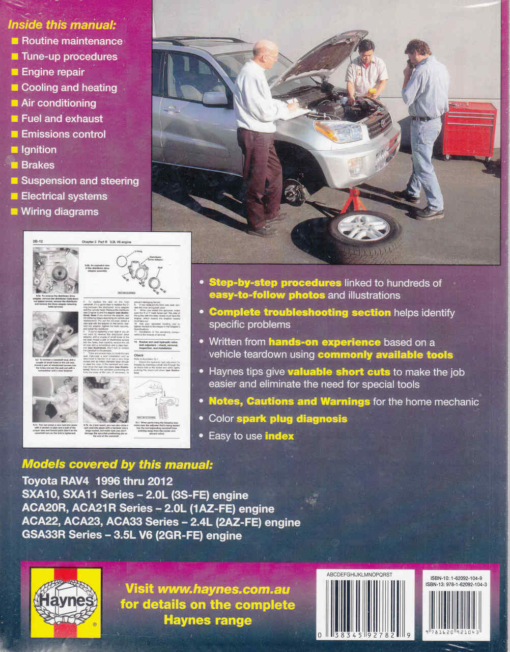 Toyota RAV4 1996 - 2012 Workshop Manual (9781620921043) back