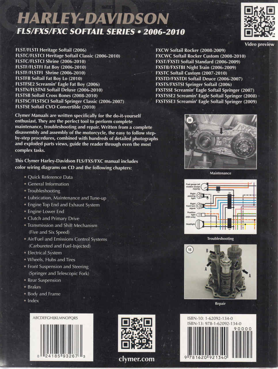 Harley-Davidson FLS, FXS, FXC Softail Series 2006 - 2010 Workshop Manual