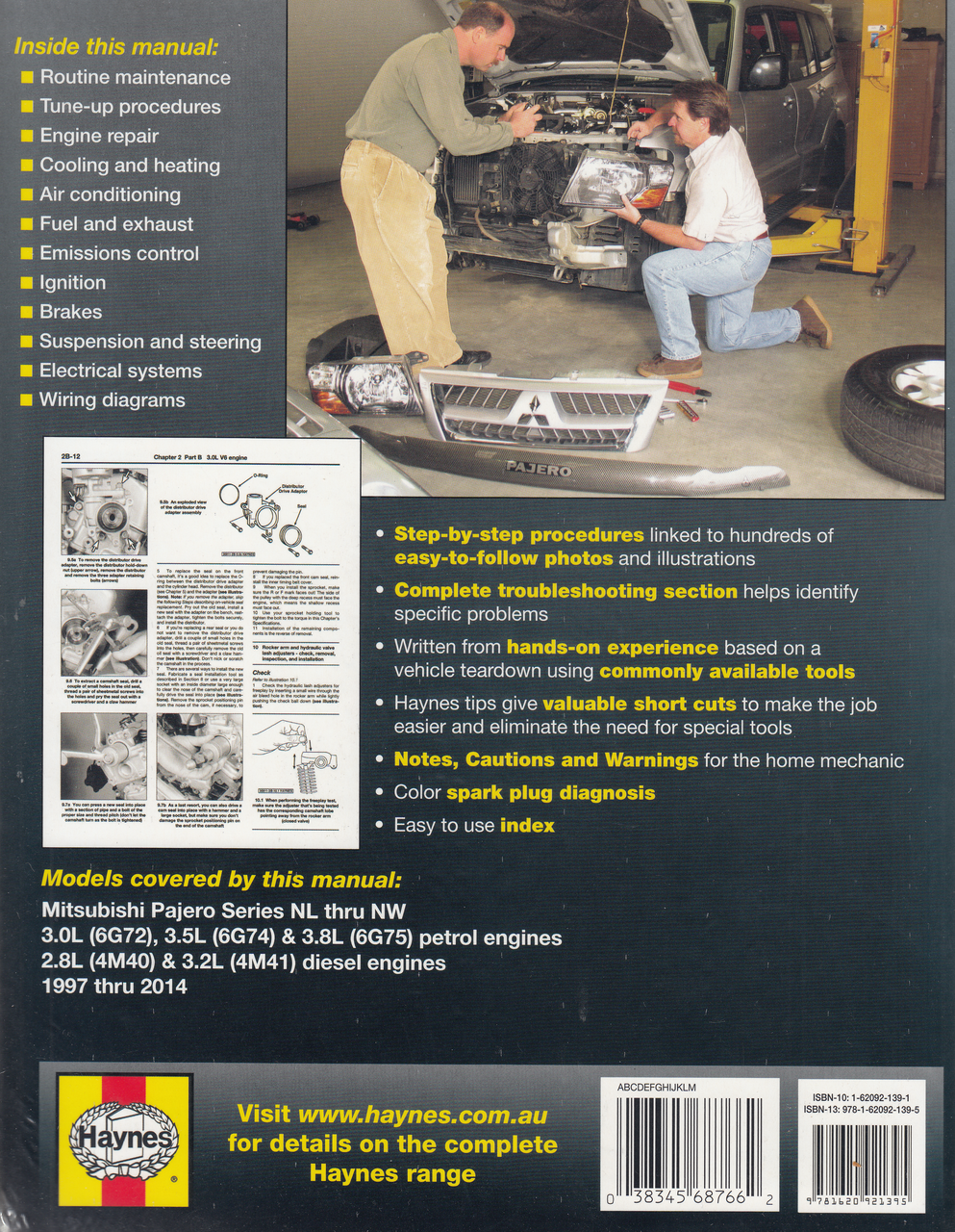 Mitsubishi Pajero NL, NM, NP, NS, NT, NW,petrol and diesel 1997 - 2014 Workshop Manual (9781620921395)  - back