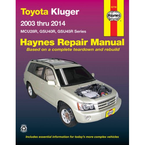 Toyota Kluger - MCU28R, GSU40R, GSU45R Series 2003 thru 2014 Repair Manual