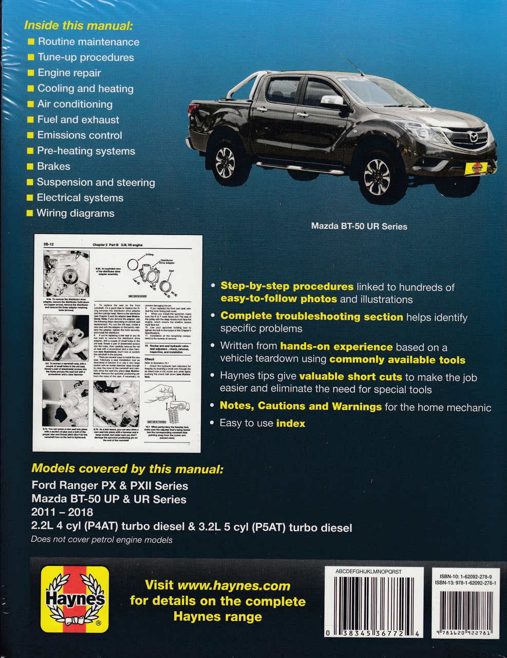 Ford Ranger PX & PXII , Mazda BT-50 UP & UR, 2.2L, 3.2L Diesel 2011 - 2018 Workshop Manual