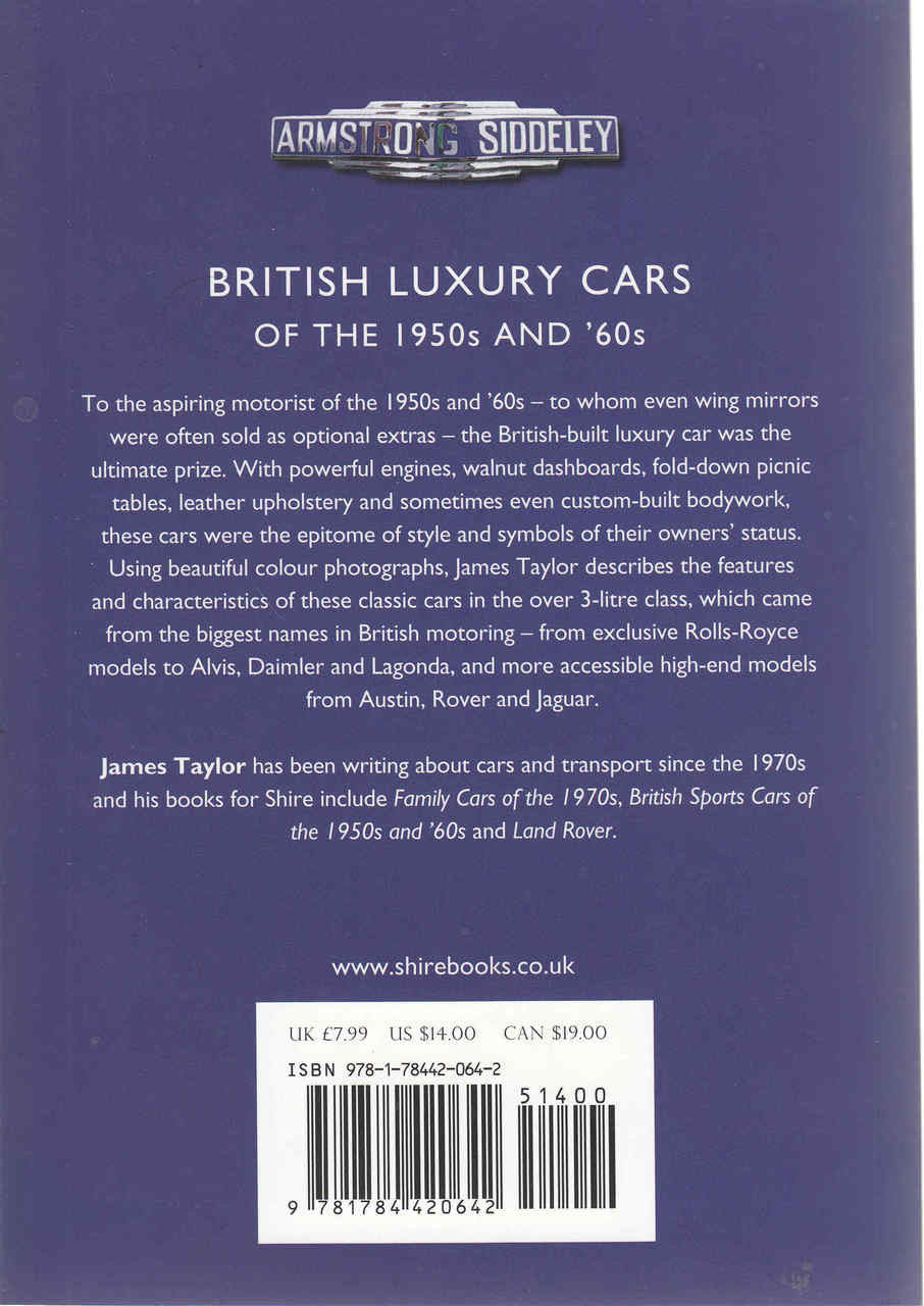 British Luxury Cars Of THe 1950s And '60s (Shire Library) (9781784420642)
