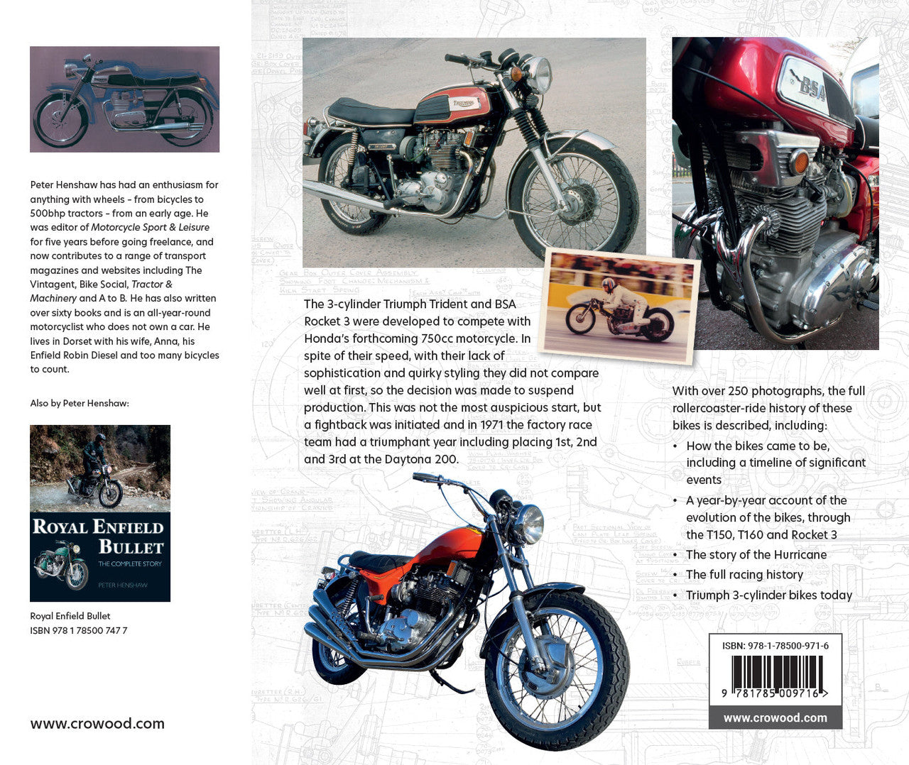 Book back cover with multiple motorcycle photos and author information