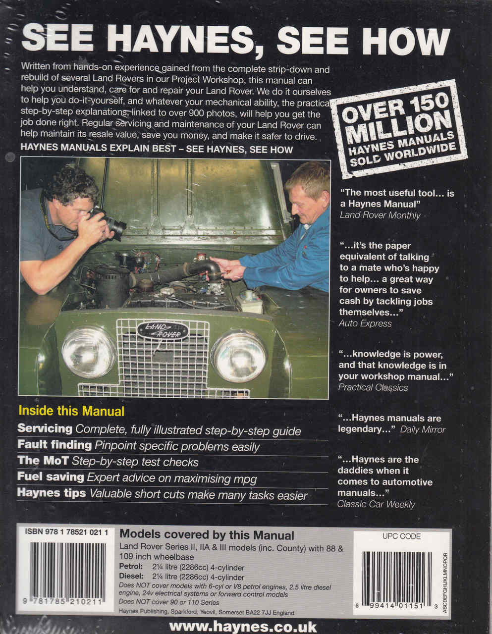 Land Rover Series II, IIA and III 4-cyl Petrol & Diesel 1958 - 1985 Workshop Manual (9781785210211)
