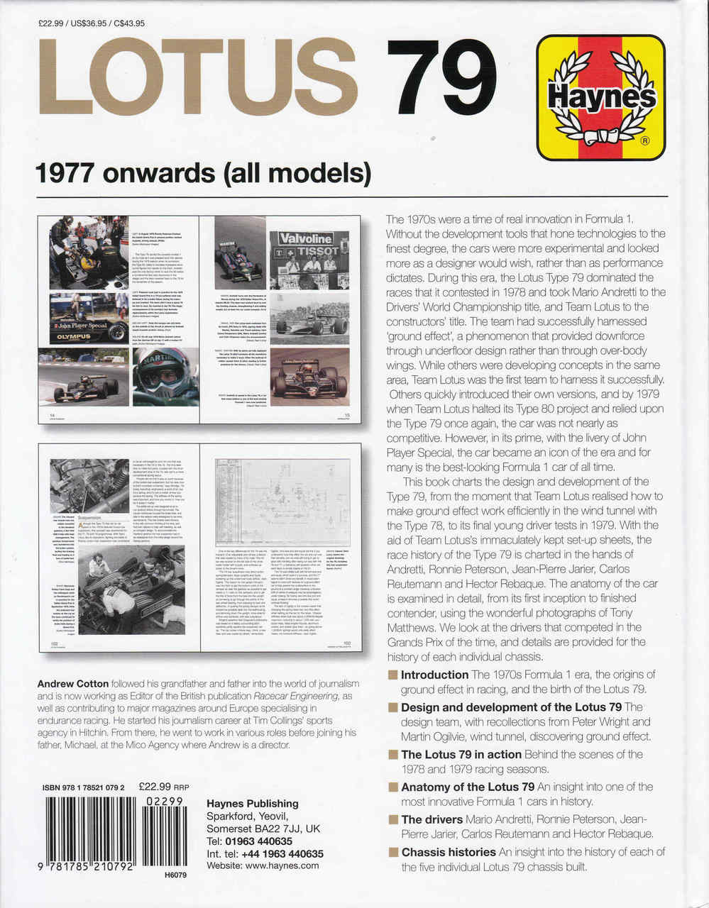 Lotus 79 1977 onwards (all models) Owners' Workshop Manual (9781785210792) - back