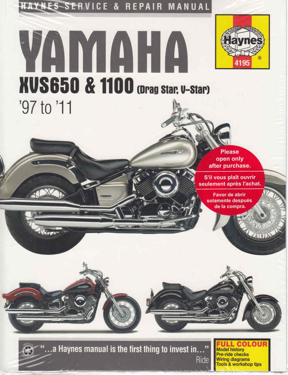 Yamaha XVS650 and XVS1100 Drag Star, V-Star 1997 - 2011 Workshop Manual (9781785212697) - front