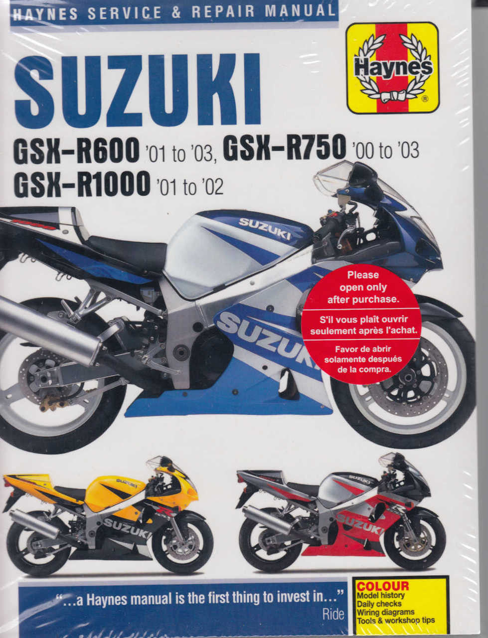 Suzuki GSX - R600, R1000, R750 2000 - 2003 Workshop Manual