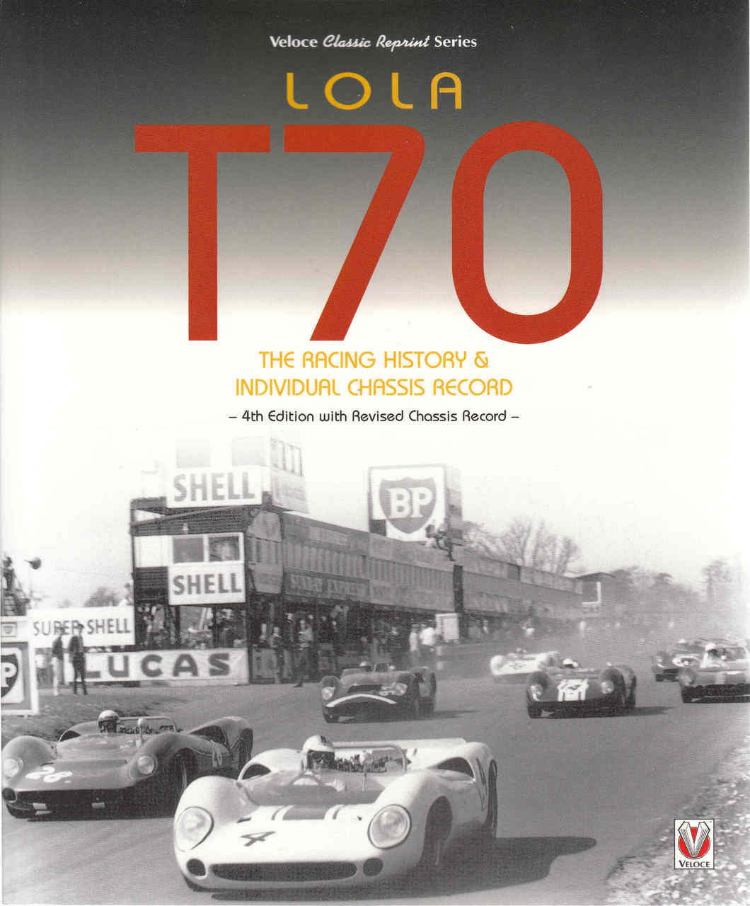 Lola T70 racing history book cover with large T70 title and race cars