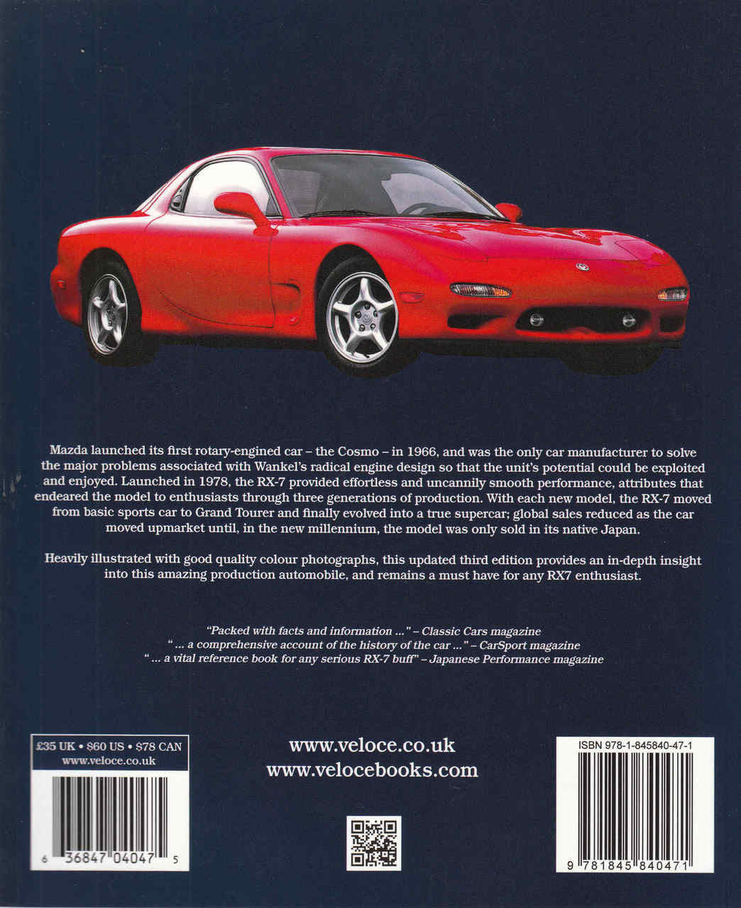 RX-7 Mazda's Rotary Engine Sports Car (Updated & Enlarged 3rd Edition) (9781845840471)  - back