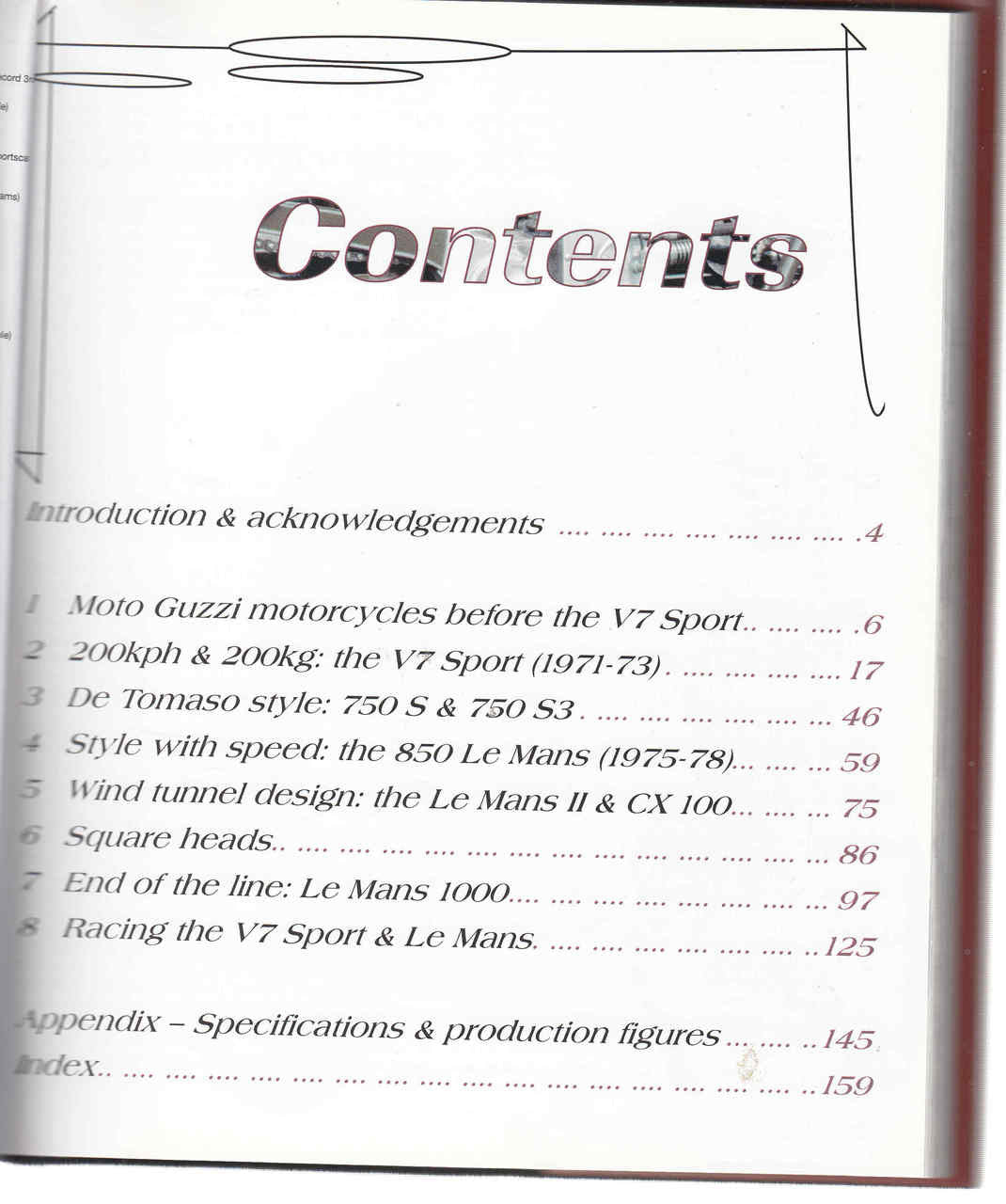 Sport & Le Mans Bible paperback, Contents page with introduction and chapter list
