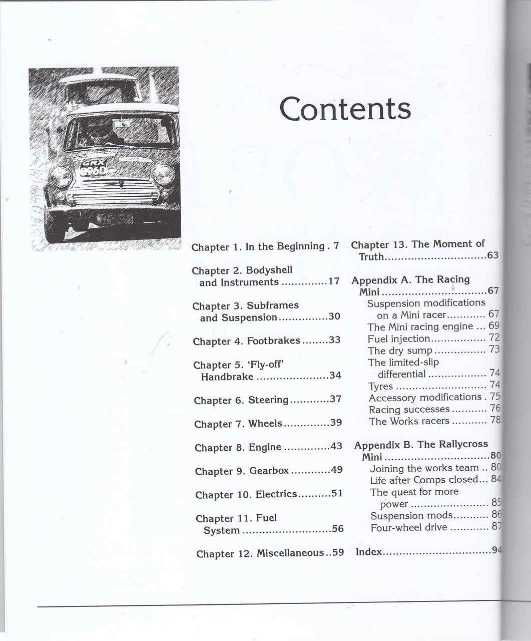 Anatomy Of The Works Minis: Rally, Racing & Rallycross Cars  Contents
