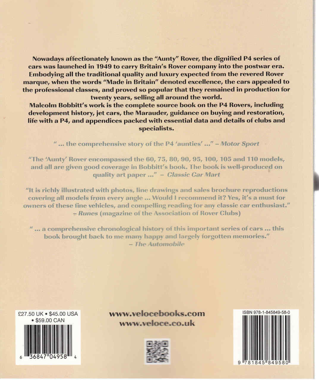 Rover P4 Reprint (Paperback Edition) Back