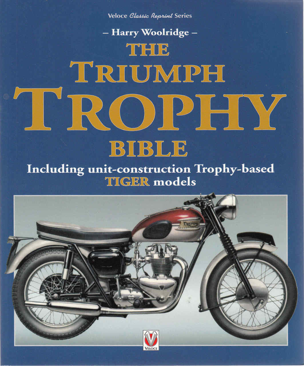 Triumph Trophy Bible book front cover with title text and classic motorcycle photo