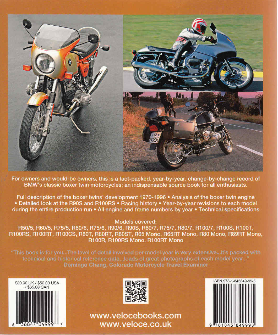 BMW Boxer Twins Bible: All Air-Cooled Models 1970-1996 (Paperback Reprint) (9781845849993)  - back