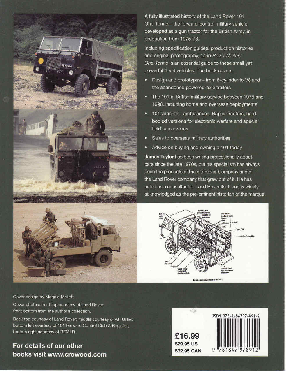 Military One-Tonne vehicle history book page with text and cutaway diagram