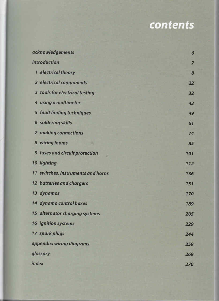 Classic Motorcycle Electrics Manual Contents