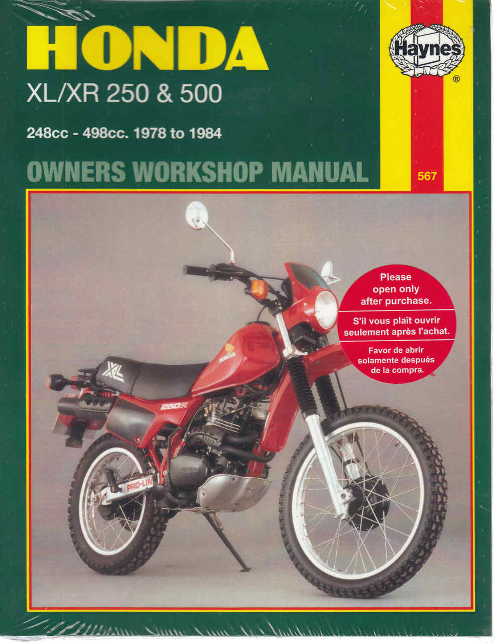 Honda XL / XR 250 & 500 1978 - 1984 Workshop Manual
