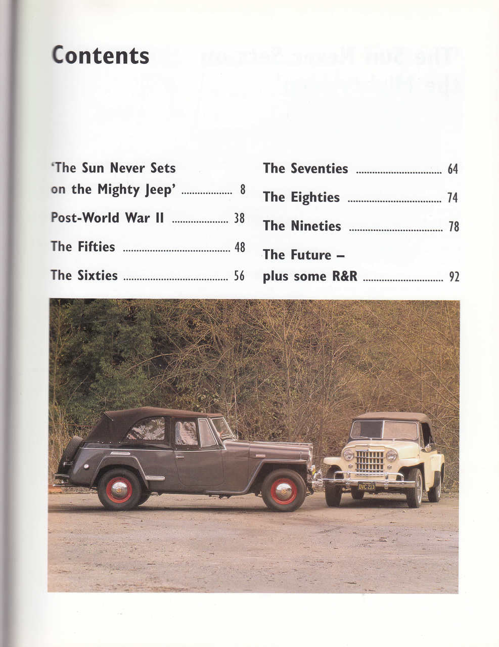 Jeep book open page with desert pickup truck photo