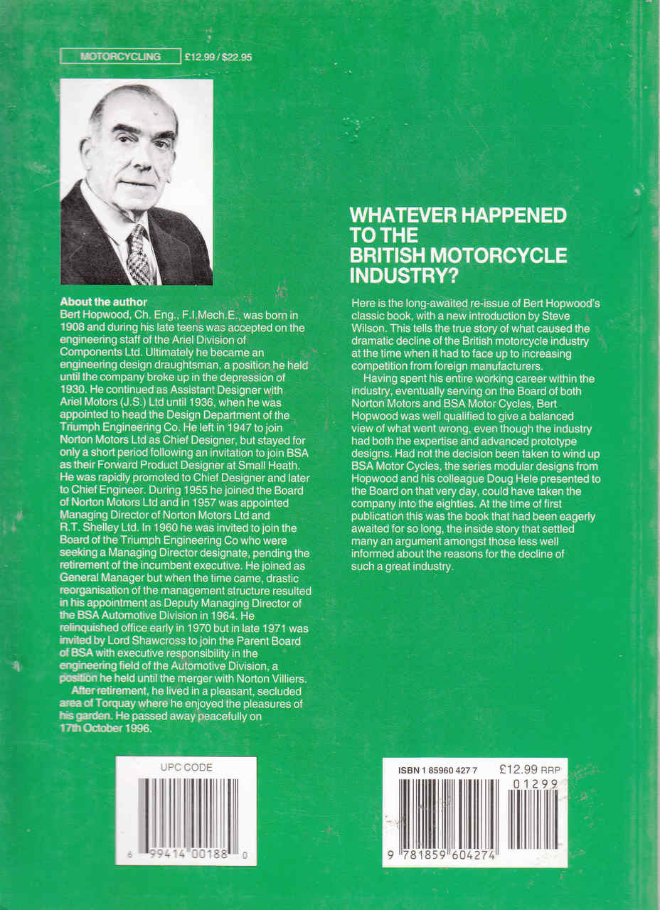 Whatever Happened To The British Motorcycle Industry: The Classic Inside Story Of Its Rise And Fall (9781859604274) - back