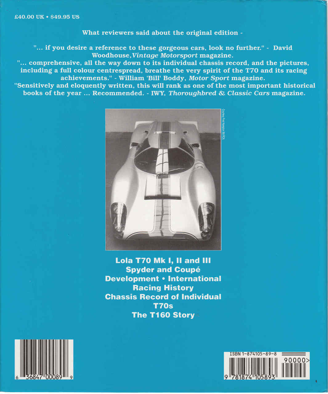 Lola T70 : The Racing History & Individual Chassis Record- Updated & Revised Edition (9781874105893) - back