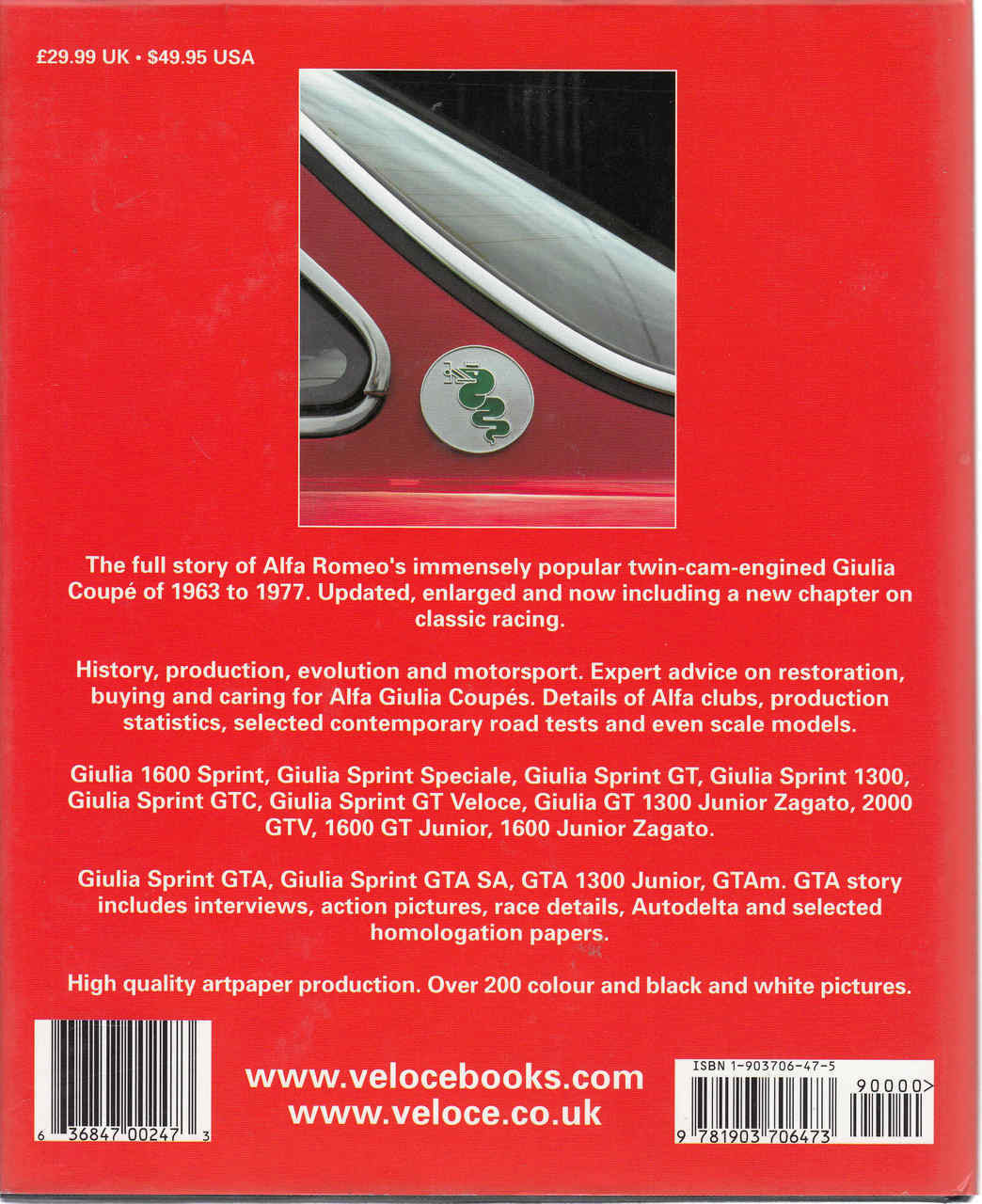 Alfa Romeo Giulia Coupe GT & GTA - Updated & Enlarged Second Edition (9781903706473) - back