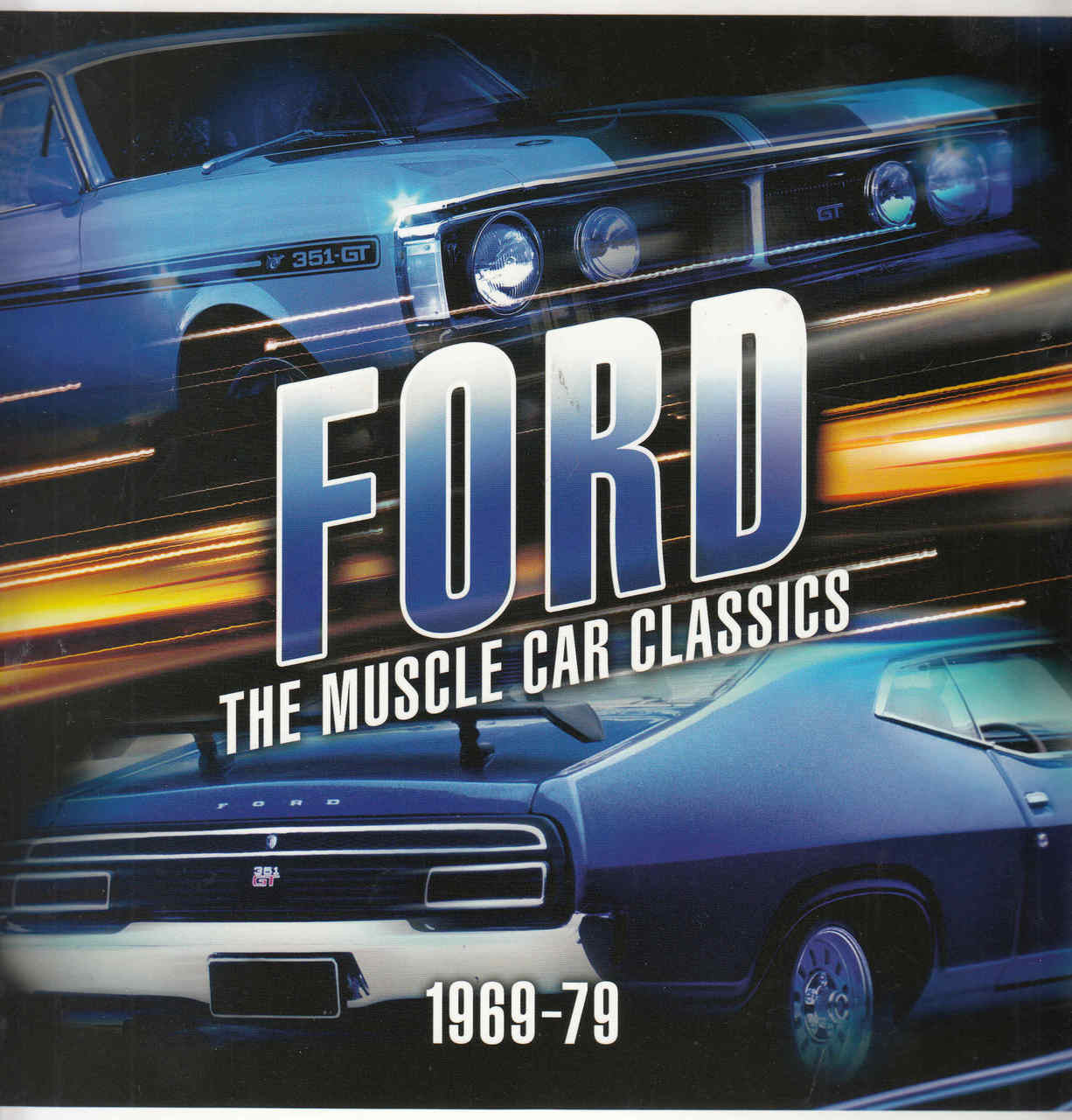Muscle Car Classics book cover with blue muscle car and large FORD 1969–79 text
