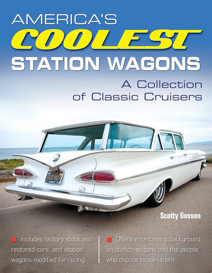 Classic station wagon collection book cover with white retro car and title text
