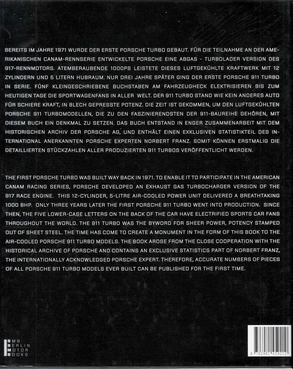 Porsche 911 Turbo Air-Cooled Years 1975-1998 Limited Edition  - back