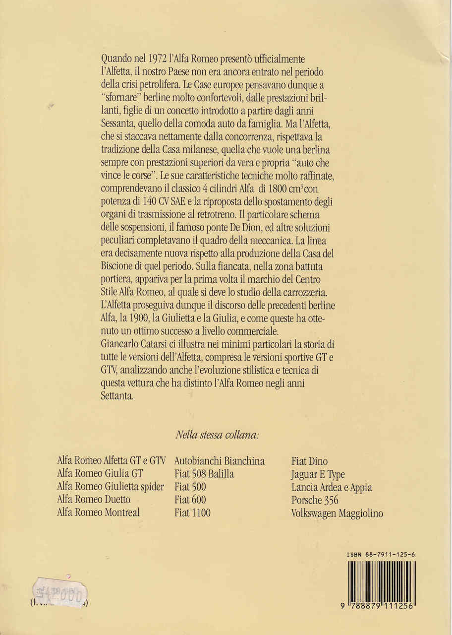 Alfa Romeo Alfetta (Italian Text) (9788879111256) - back
