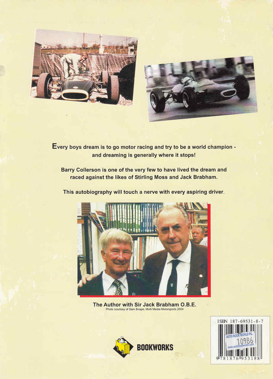 Back cover with racing photos, author photo, and ISBN barcode details