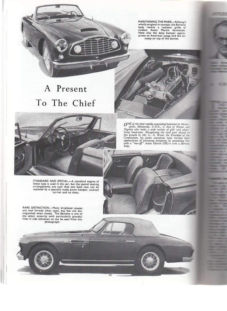 Aston Martin Ultimate Portfolio book spread with vintage roadster photo and engine bay