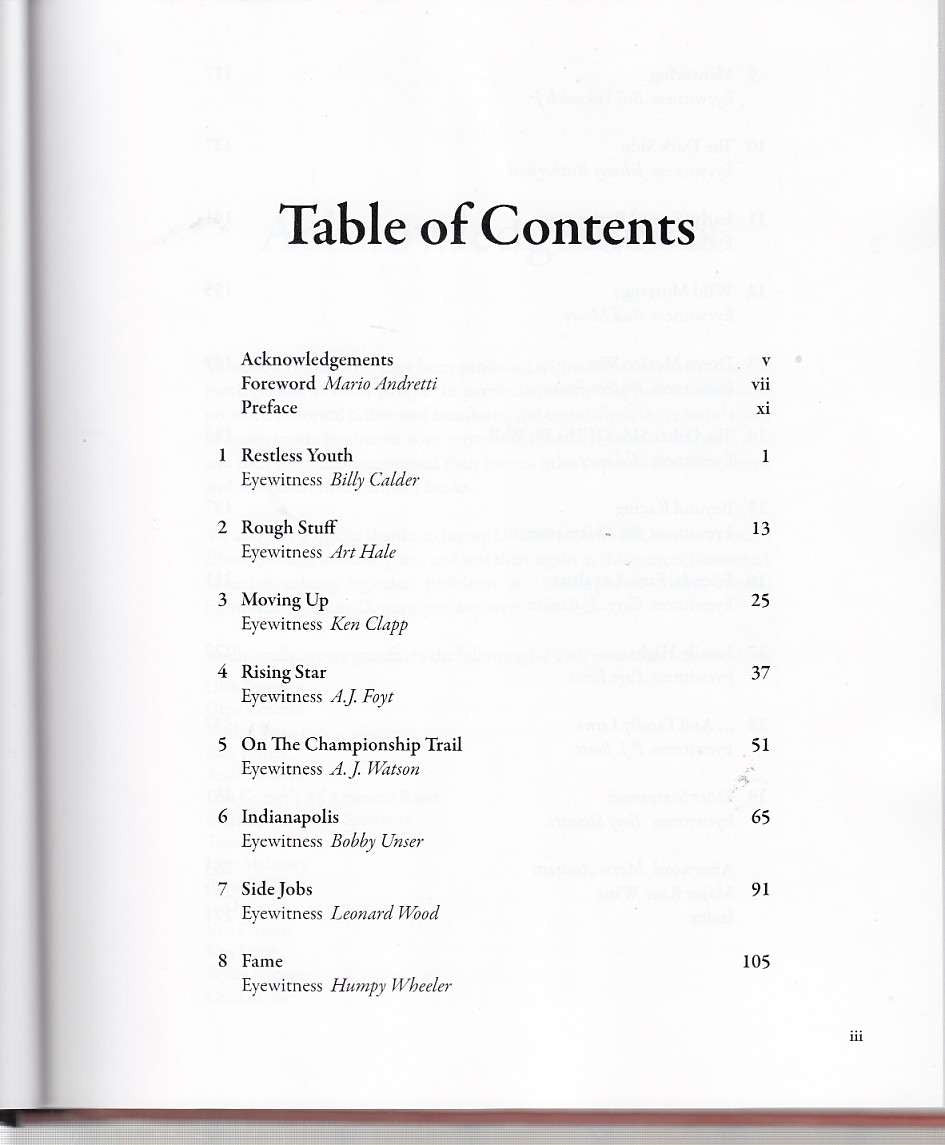 Paperback book page titled Table of Contents with chapter list and page numbers