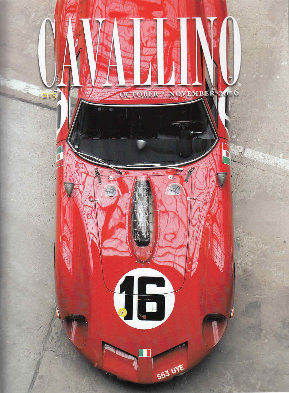 Ferrari history journal with red cover, front view sports car and “October/November 2016”