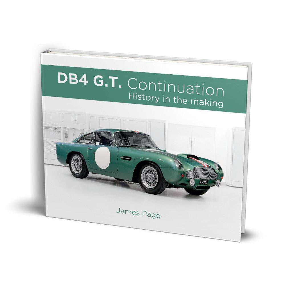 Aston Martin DB4 G.T. Continuation book cover with green sports car and white text