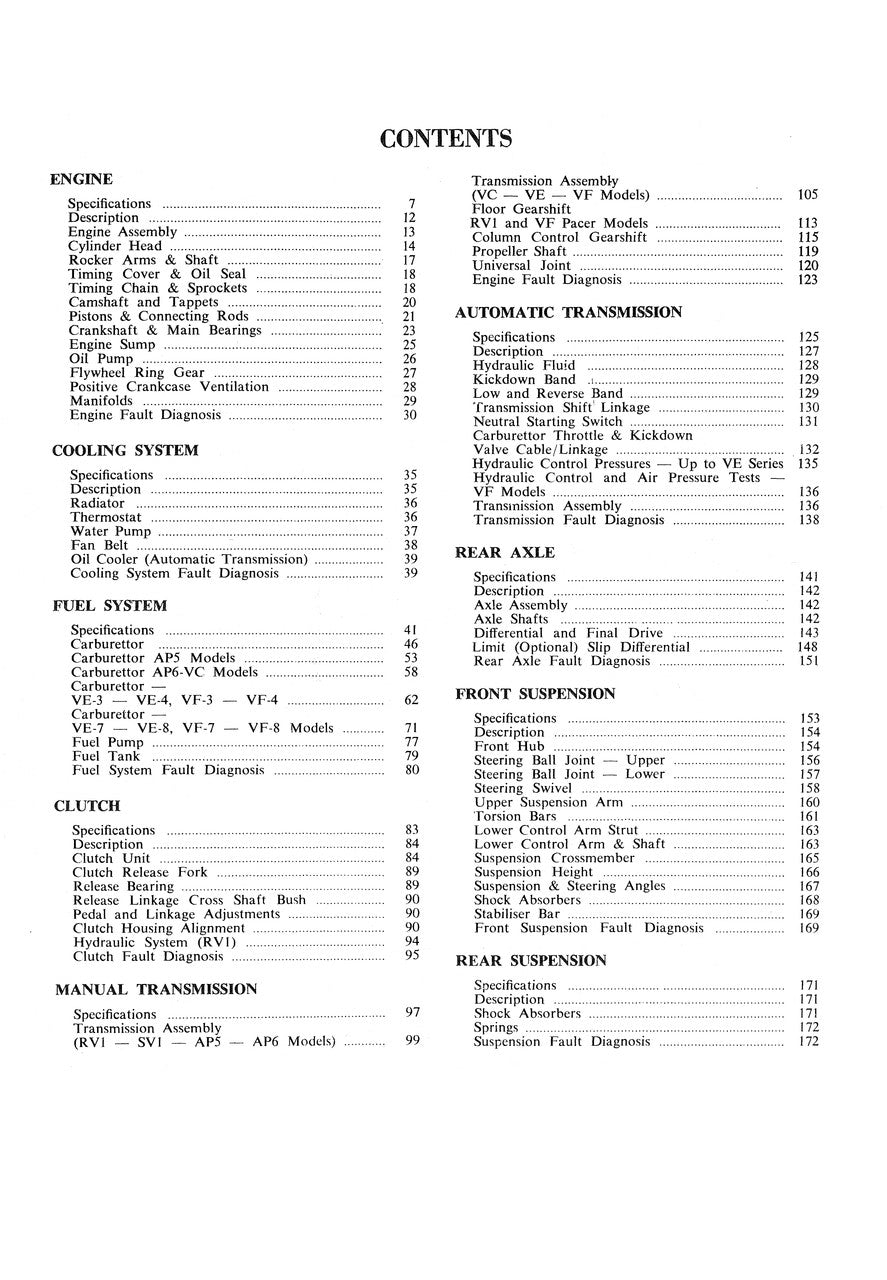 Valiant R, S, AP5, AP6, VC, VE, VF 6 Cylinder 1962 - 1970 Workshop Manual