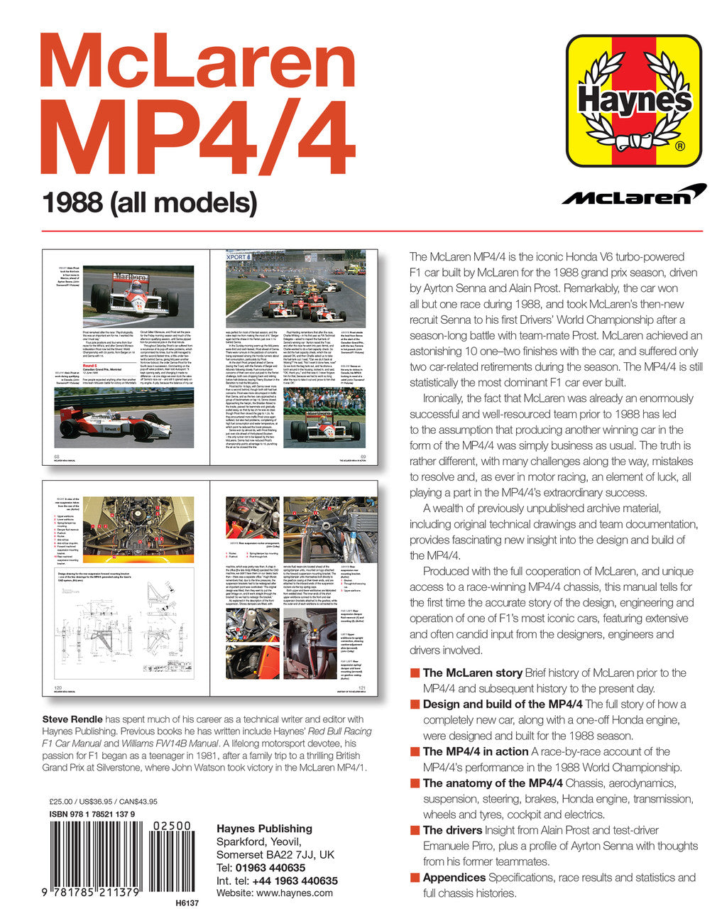 McLaren MP4/4 1988 (all models) Owners Workshop Manual (9781785211379)