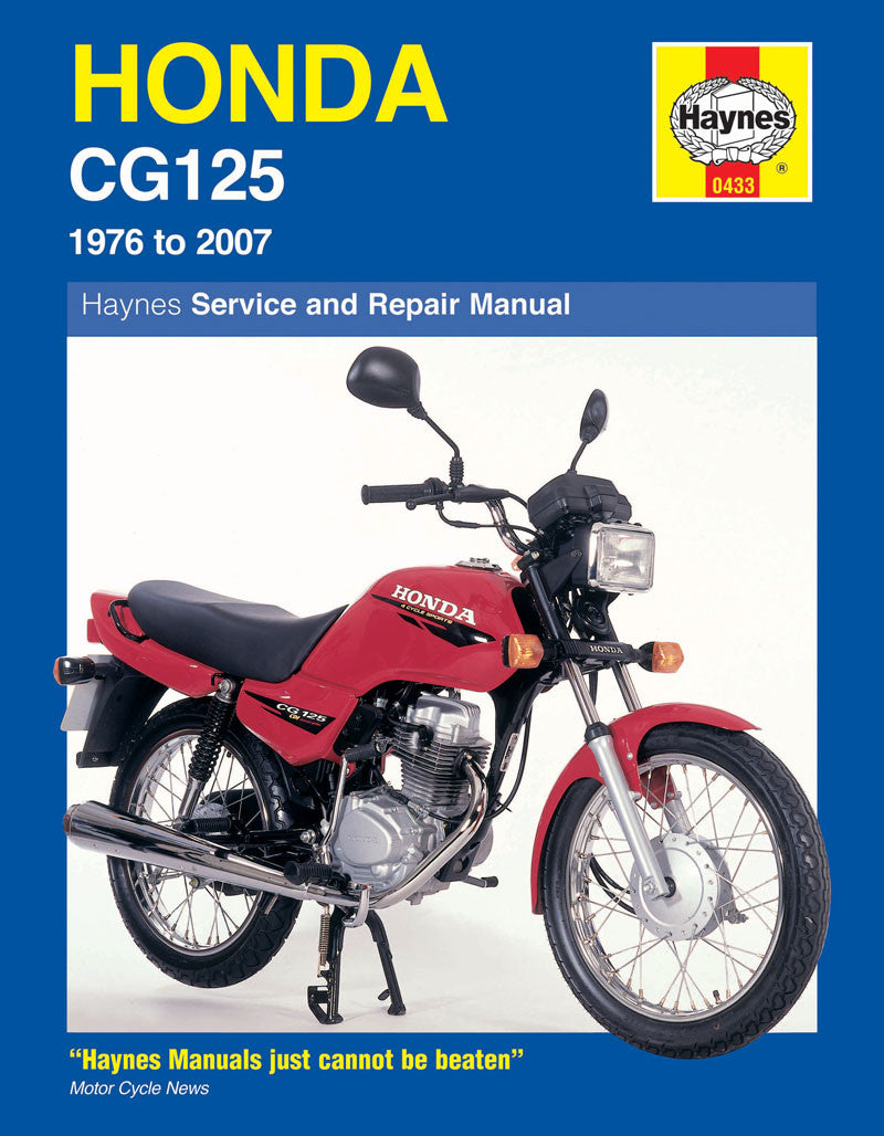 Haynes Honda CG125 service and repair manual, 1976–2007; red motorcycle on cover