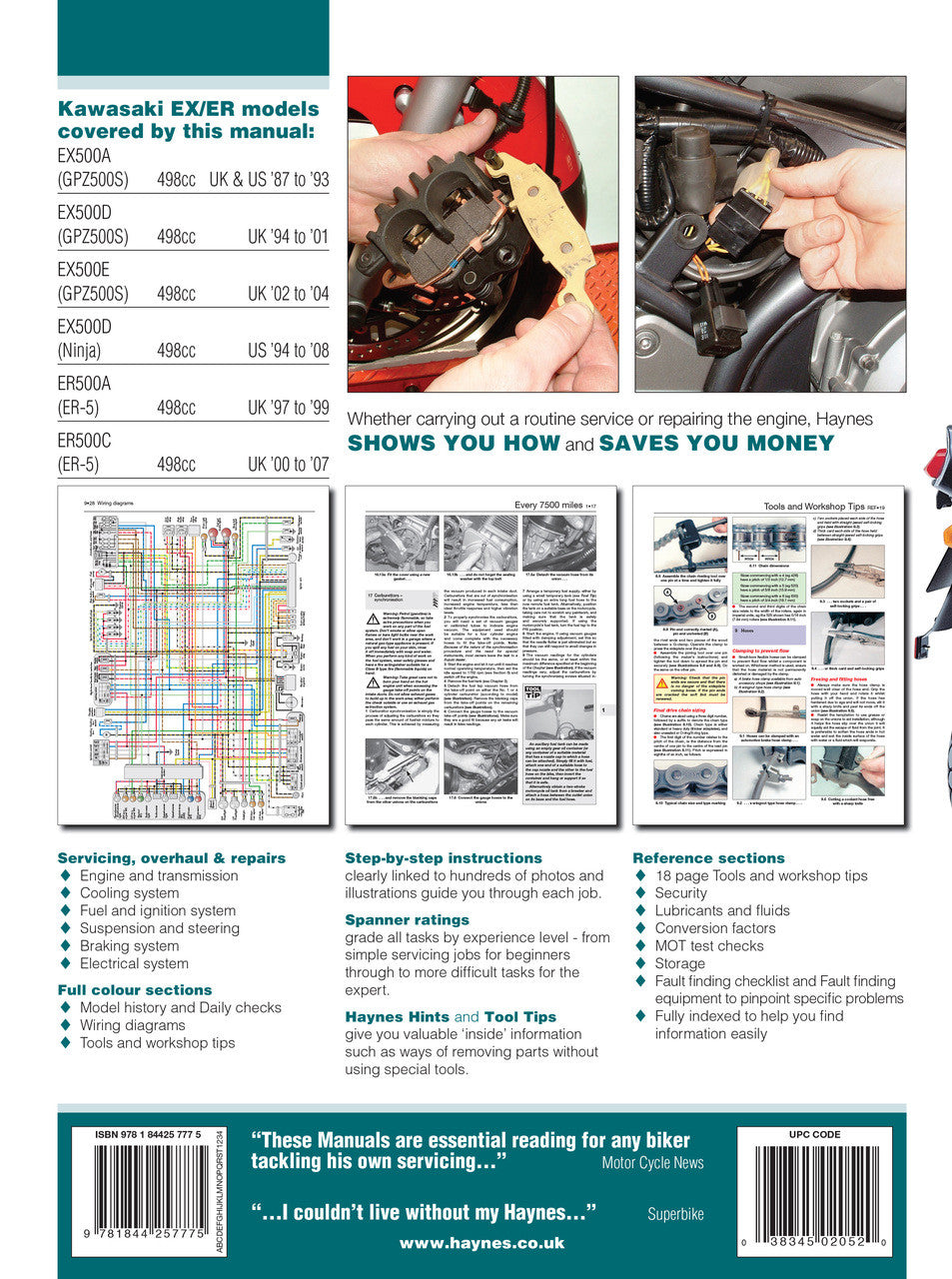Repair manual interior pages with wiring and service step illustrations