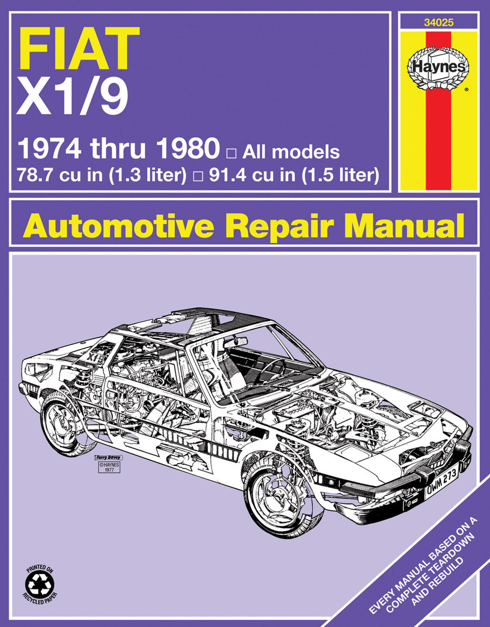Fiat X1/9 (1974-1980) Haynes Repair Manual (USA)