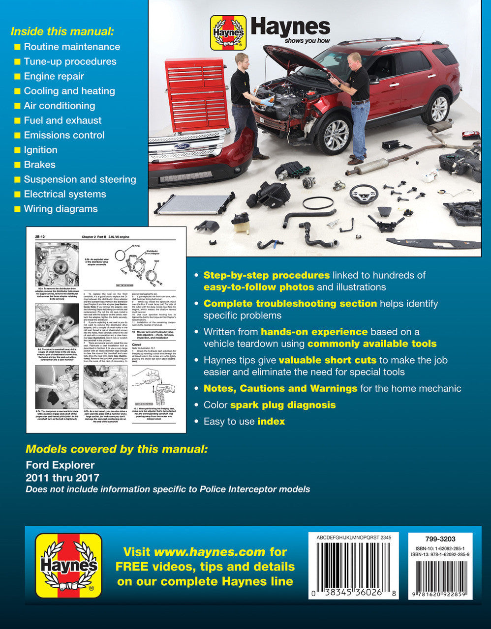 Ford Explorer 2011 - 2017 Haynes Workshop Repair Manual (9781620922859)