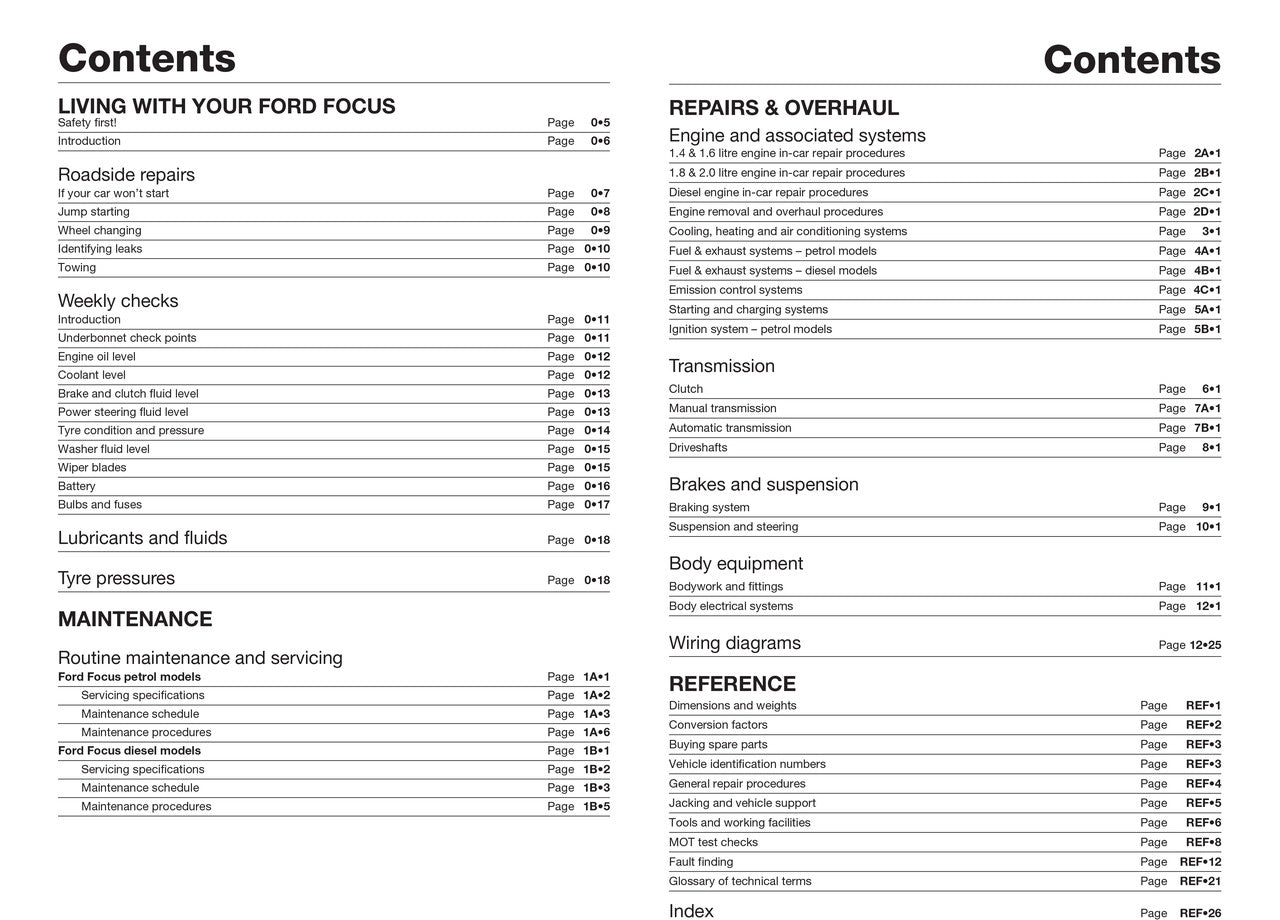 Ford Focus Petrol & Diesel (Oct 2001 - 2005) Haynes Repair Manual